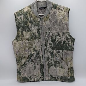 Alpine Design Quilted Sleeveless Vest Men Large Sycamore Tree Moss Print Green